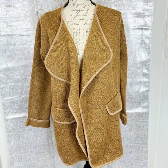Goodnight Macaroon Tami Marl Knit Wrapped Open Front Cardigan Brown Size Medium - Picture 1 of 8